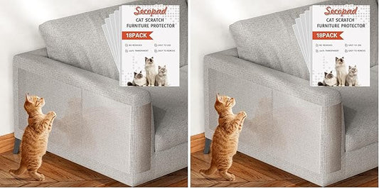 18 PCS Large Cat Scratch Furniture Protector, Transparent Couch Protector from Cat Claws, Single-Sided Self Adhesive Anti Pet Deterrent Sofa Cover, 17IN (Pack of 2)