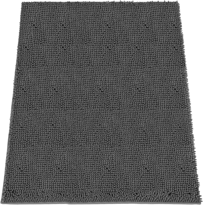Absorbent Dog Door Mat for Muddy Paws, 60" x 48" Chenille Indoor Mats for Entryway, Trap Dirt Front Door Mat Indoor Entrance Washable Non Slip Soft Dark Grey