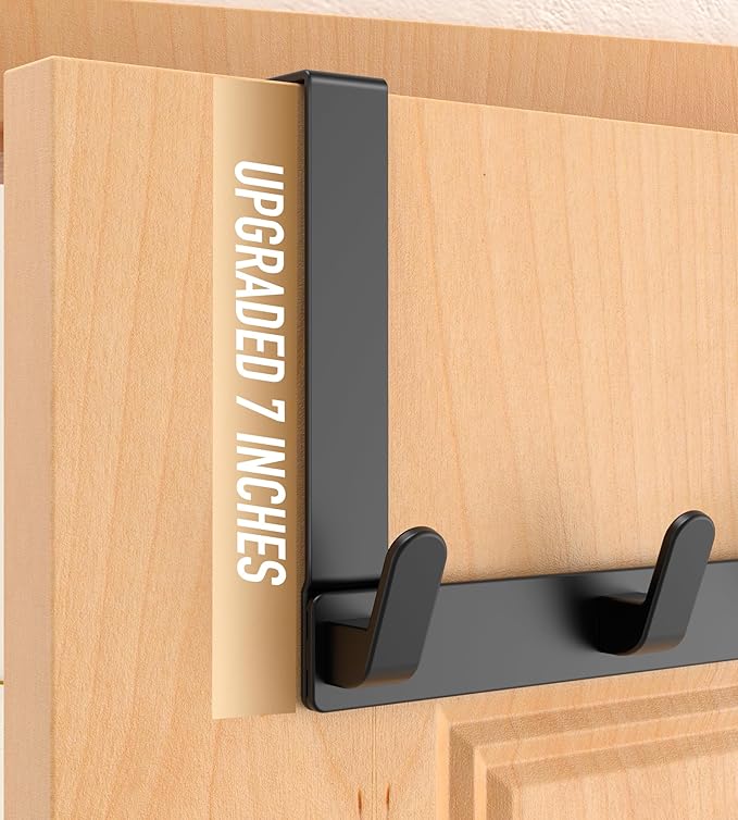 CHAUNCEY HOME Over The Door Hooks Hanger, Heavy Duty Rack for Winter Coat, Fits 1 3/4" Doors, L7U - Bathroom Accessories and Towel Organizer Holder - Black