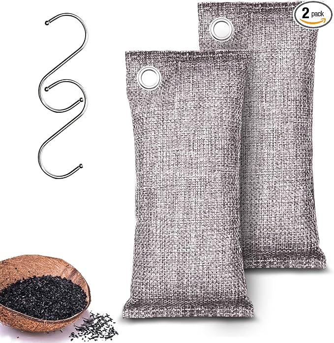 Activated Charcoal Odor Absorber, Odor Eliminator for Strong Odor,Coconut Shell Charcoal Air Purifying Bags for Home Car Closet Pet, Smoke Room Deodorizer