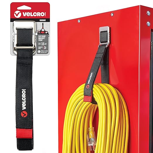 VELCRO Brand Heavy Duty Magnetic Storage Strap, Magnetic Hooks with Straps, Holds 15lbs, These Small Gifts for Men Simplify Storage on Any Metal Surface and Organize Tools and Cords Instantly