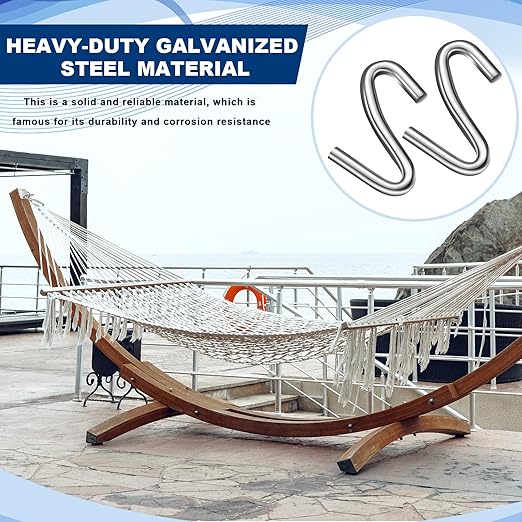 Moxweyeni 20 Pack Heavy Duty S Hooks 3.2 Inch Galvanized Steel Offset Hanging Hook S Shaped Utility Use for Industrial Hanging Hammock Stand Swing Plants, Max 450 Lbs