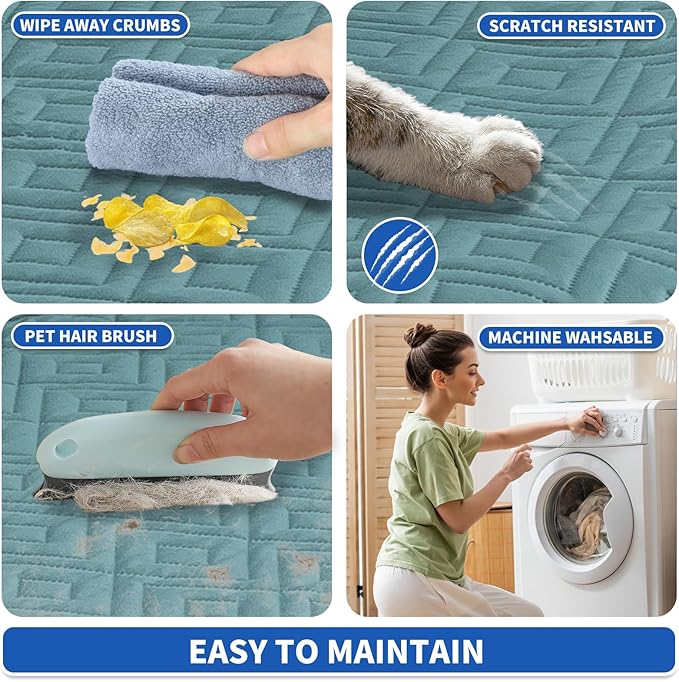 2026 Waterproof Bed Sofa Blanket (52"x82") Comfy Couch Sofa Mat for Dog Pets with Anti-Slip Back, Universal Incontinence Lightweight Liner Pad for Furniture Car Picnic etc Durable Washable, Lake Blue