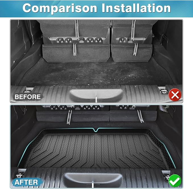 Mixsuper Custom Fit Cargo Liner for Chrysler Pacifica 2017-2025/Voyager 2020-2025, Behind The 3rd Row, All Weather Rear Cargo Mat Trunk Liner Black