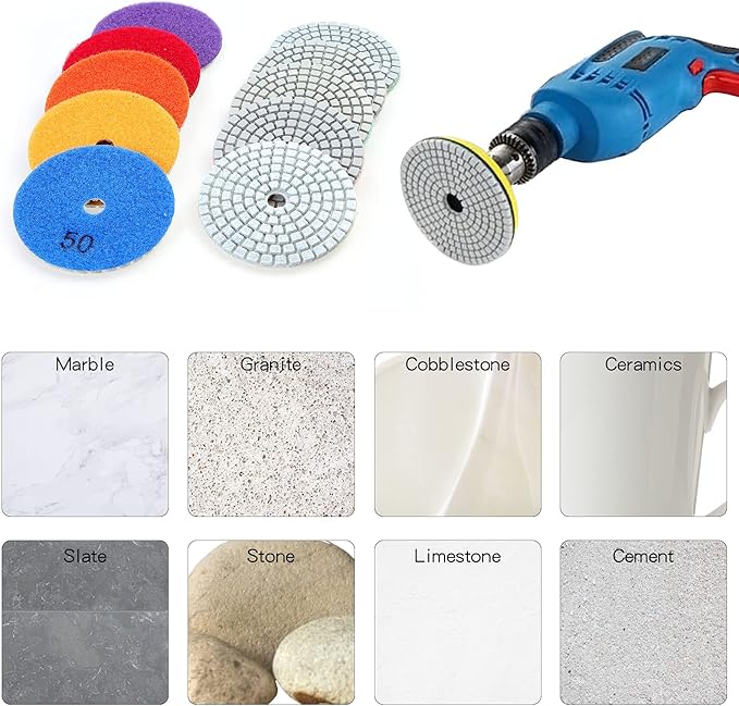 OCR Diamond Polishing Pad 4 Inch Wet Polishing Wheel Set for Granite Concrete Stone Ceramic