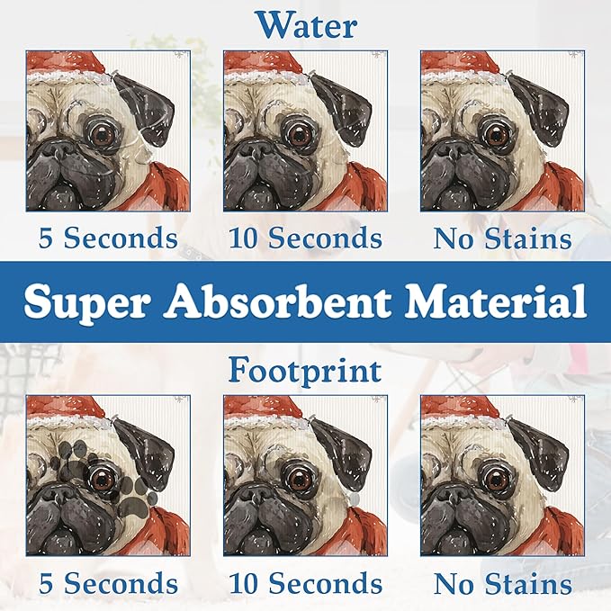 Chirstmas Dog Coffee Dog Cat Food Mat–Absorbent Waterproof Placemat for Food and Water Bowls, Non Slip Rubber Backing, Feeding Mat for Clean Floors 16"x24"