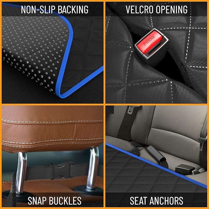 Active Pets Blue Standard Dog Car Hammock Back Seat Cover, Waterproof Backseat Cover Protector for Truck Bench Rear of Sedans or SUVs, Essential Pet Supplies Vacuum or Wipe Clean, Machine Washable