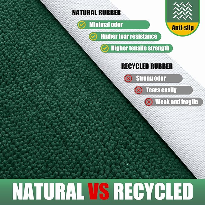 IM HOME Chenille Absorbent Outdoor Doormat 48" x 30", Washable Muddy Door Mats for Dog Non Slip Indoor Doormat Dog Mat for Muddy Paw Front Inside Doormats for Entryway Green