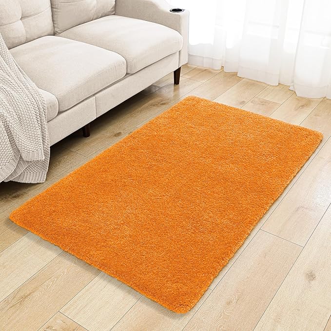 Orange Bathroom Rugs 36"x60" - Extra Large Microfiber Bath Mat, Non Slip Absorbent and Washable Bathroom Rug, Plush Fluffy Floor Mat - Ideal for Spacious Bathrooms or Bedrooms