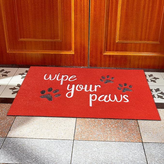 Large Door Mats for Home Entrance Funny Text Doormat Floor Mat Wipe Your Paws Mat Welcome Mat for Front Door Non Slip Rubber Mats for Dog
