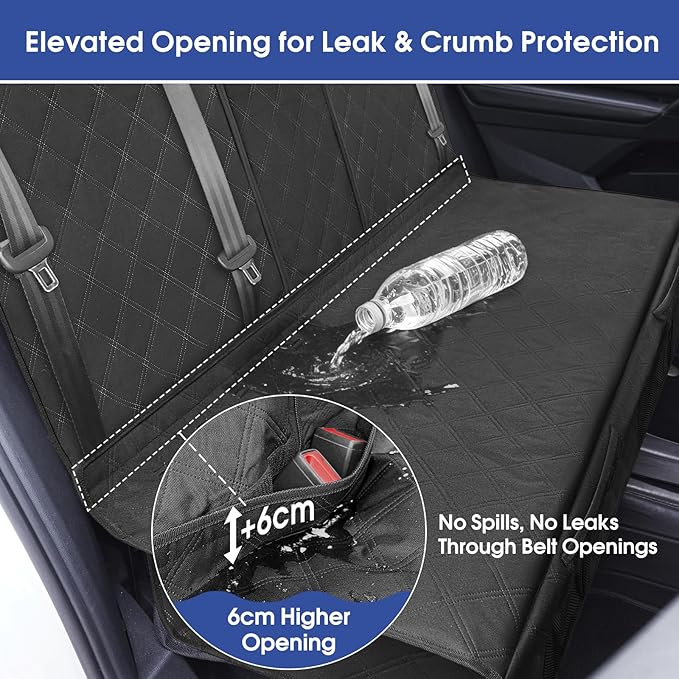 ALLANSING Upgraded 900D Heavy Duty Dog Back Bench Seat Cover, Car Seat Protector, 3 Seatbelts & Armrest Compatible, Waterproof Nonslip Pet Backseat Cover for Dogs & Kids, Fits Most Cars, SUVs, Trucks