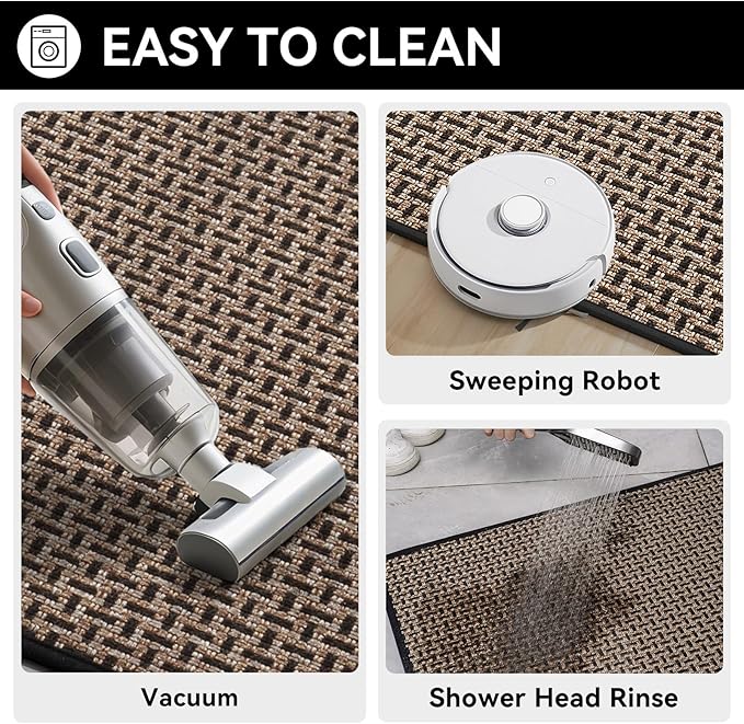 Door Mat 24x72 Dirt Resistant and Absorbent, Non-Slip Rubber Backing Floor Mats, Easy Clean Low-Profile Doormat for Entryway, Front Door, Inside Entrance Black