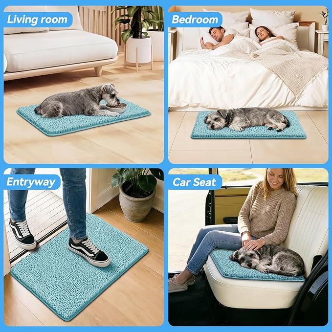 Bcoimo Super Absorbent Dog Door Mat, 30"*20" Anti Slip Mat for Muddy Paws, Pet Rugs for Dirty Paws Washable That Absorbs Moisture and Dirt, for Dog Cage and Pet Resting Carpet