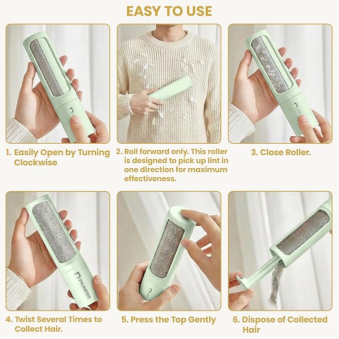 Pet Hair Remover Roller – Reusable Lint Roller for Cat & Dog Hair on Furniture, Couch, Carpet, Car & Bedding – Portable, Eco-Friendly