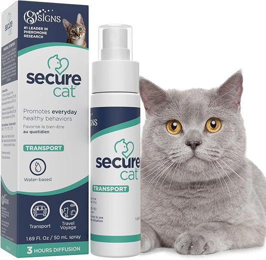SecureCat Transport, Water Based Calming Travel Spray, Naturally Supports Calm and Well-Being, Naturally Relieving Anxiety and Stress