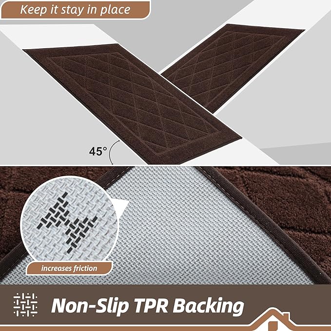 BEQHAUSE Dirt Trapper Door Mat 32" x 48", Doormat Non-Slip Entryway Rugs Washable, Dog Door Mat Stain Resistant and Absorbent Welcome Floor Mat for Front Back Door, Mud Wet Shoes & Paws, Brown