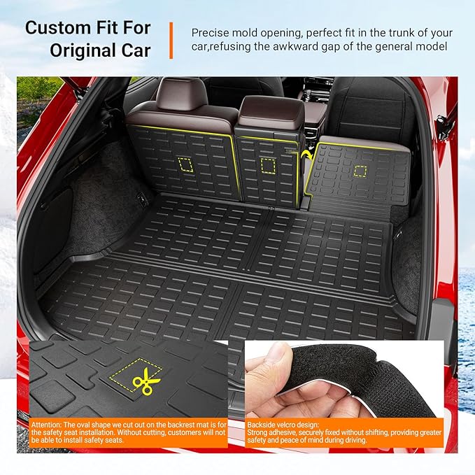 powoq Cargo Mat Compatible with 2023-2026 Lexus RX350 RX350H RX500H Trunk Mat Cargo Liner Back Seat Protector TPE Replacement for 2023-2026 Lexus Accessories (Trunk Mat+Backrest Mats)