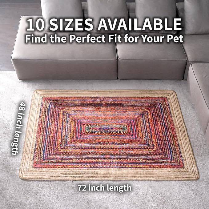 Dog Pee Pads Training Pads Upgrade Triple Thickness All-Purpose Super Absorbent & Leak-Proof, Quick Dry and Leak-Proof and Odor Control (Sisal Bohemian Print, 48" x72"x2PCS)