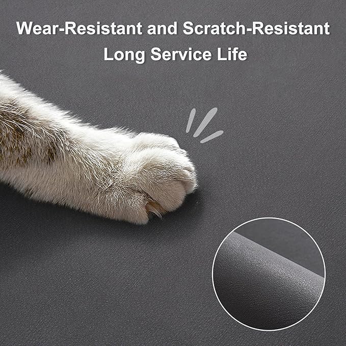 YCT Cat Food Mat for Pet Dog Feeting Mats, Cat Mat for Food and Water, Non-Slip Super Absorbent, with Multiple cat Heads Logo，18.1 x 11.8 inches, Dark Grey