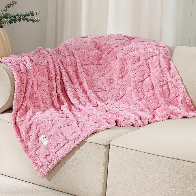 Luciphia Small Dog Blanket Washable Pet Bed Cover Soft Fluffy Puppy Blanket with Premium Fleece 300GSM Cozy Calming Cat Blankets for Indoor Cats Pink 57x40 inch