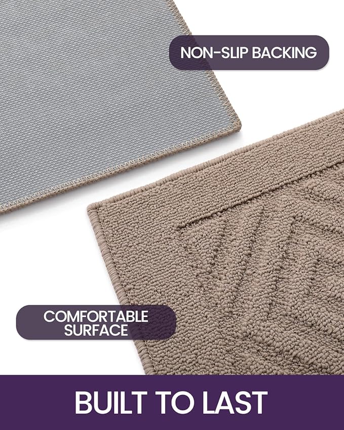 DEXI Front Door Mat for Entryway, 48x72 Washable Entry Rugs with Non Slip Backing, Low Profile Absorbent Welcome Floor Doormat for Inside Home, Entrance, Beige