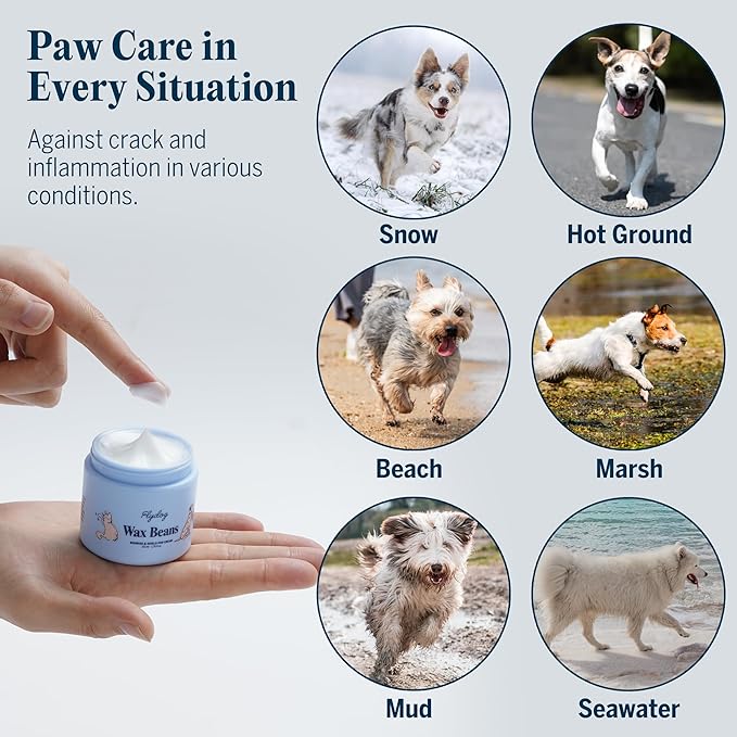 Flydog Lick-Safe Dog Paw & Nose Balm - All-Natural Wax Beans Fragrance-Free Dog Paw Cream with Avocado Oil, Not Greasy Pet Moisturizer & Soother for Dry, Cracked Snout & Pads(50ml)