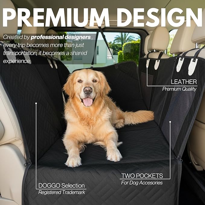 – Back Seat Pet Cover for Dogs, Premium Dog Hammock for Car with Hard Bottom | XL, Waterproof & Washable | Dog Car Seat Cover for Large | Fits Large SUV, Trucks (Black)