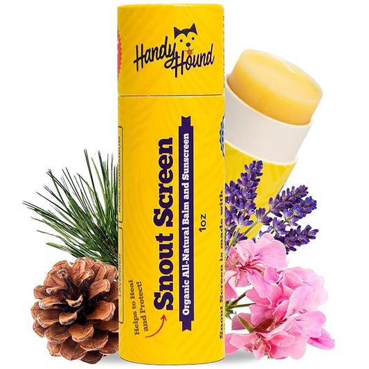 Handy Hound SnoutScreen Dog Paw Balm and All-Natural Dog Nose Balm for Dry, Cracked Skin, Dog Itching Skin Relief, Dog Sunscreen, Vet Recommended, Made in USA, Protects Against UVB and UVC Rays, 1 oz