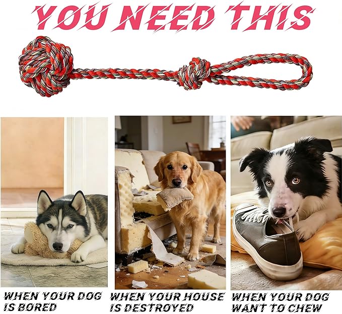 ITISMUNGO Dog Chew Toys for Small and Medium Dogs, Upgraded Tough Cotton Rope Toys for Aggressive chewers, Heavy Duty Dental Rope Kit for Tug of War, Teeth Cleaning (7 Pcs, Cotton Knot Toys)