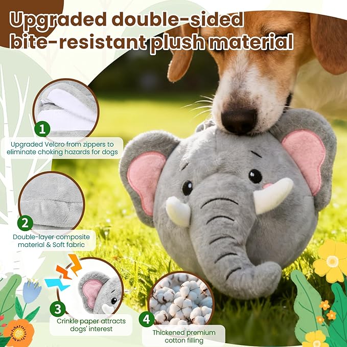 Hanarook Interactive Dog Toys, Self Moving Dog Toy to Keep Them Busy, Electronic Vibrating Dogs Toy/Squeaky Bouncing Ball for Small Medium Large Dogs with Jumping Music Talking Silent Mode (Elephant)