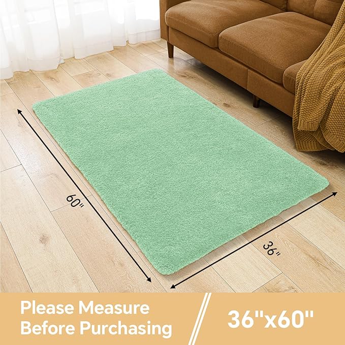 Light Green Bathroom Rugs 36"x60" - Extra Large Microfiber Bath Mat, Non Slip Absorbent and Washable Bathroom Rug, Plush Fluffy Floor Mat - Ideal for Spacious Bathrooms or Bedrooms