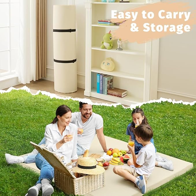 Waterproof Baby Play Mat for Floor 1.3"Thick Memory Foam 59*71 Cushion Playpen Playmat Tummy Time Crawling Mat Nursery Rug Pad Mattress Create Soft & Safe Area for Infants,Toddler,Kids,Beige