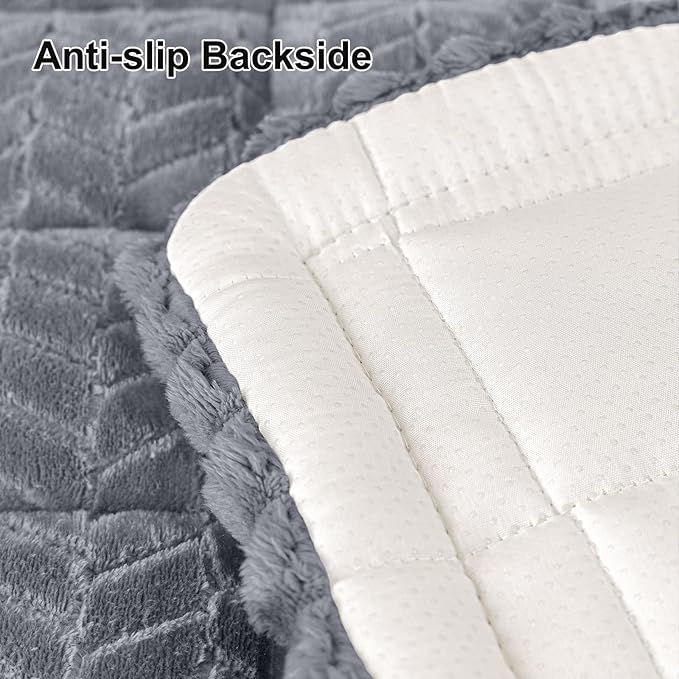 Smiry Non Slip Couch Covers for Dogs, Fuzzy Pet Couch Covers for 3 Cushion Sofa Pet Friendly, Soft Sofa Slipcovers Cushion Furniture Protector Washable (Grey, 35.4" x 70.9")