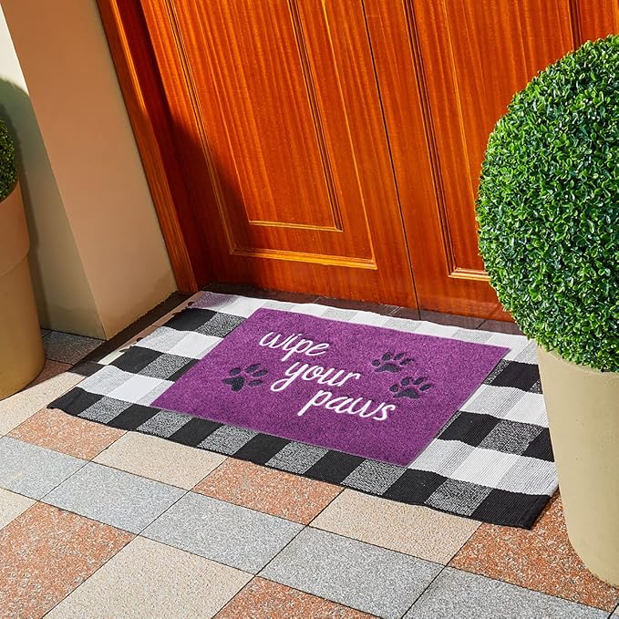 Welcome Door Mats for Home Entrance - Funny Doormats Wipe Your Paws - Non Slip Rubber Mat for Front Door Indoor