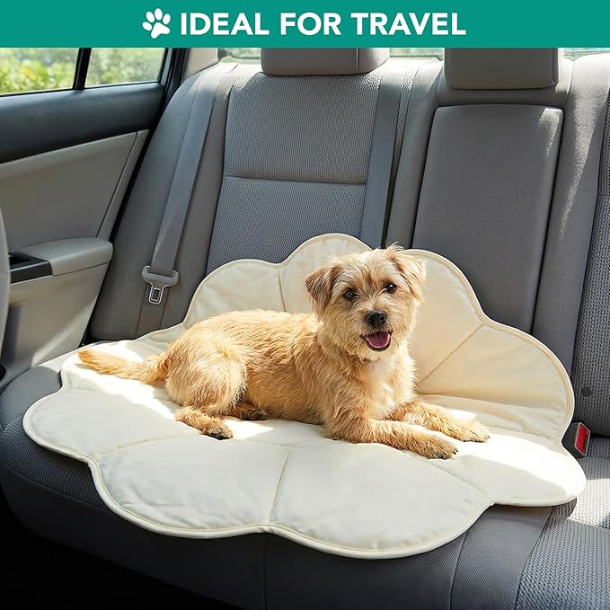 PetAmi Dog Cooling Mat, Flower Shape, Reversible Cooling Nylon Blanket Soft Fleece Pet Pad for Dogs Cats, Summer All Season Use Q-Max>0.3, Small 35x35 in, Beige