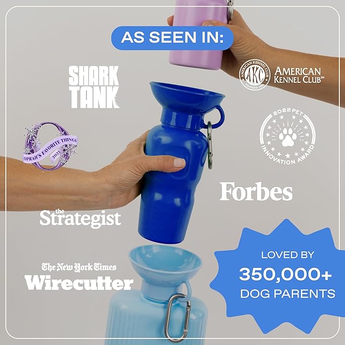 Springer Dog Water Bottle | Portable Travel Water Bottle Dispenser for Dogs - As Seen on Shark Tank | Patented, Leak-Proof Bottles Fill Bowl with Water - Ideal for Walking | BPA-Free 15oz Lilac
