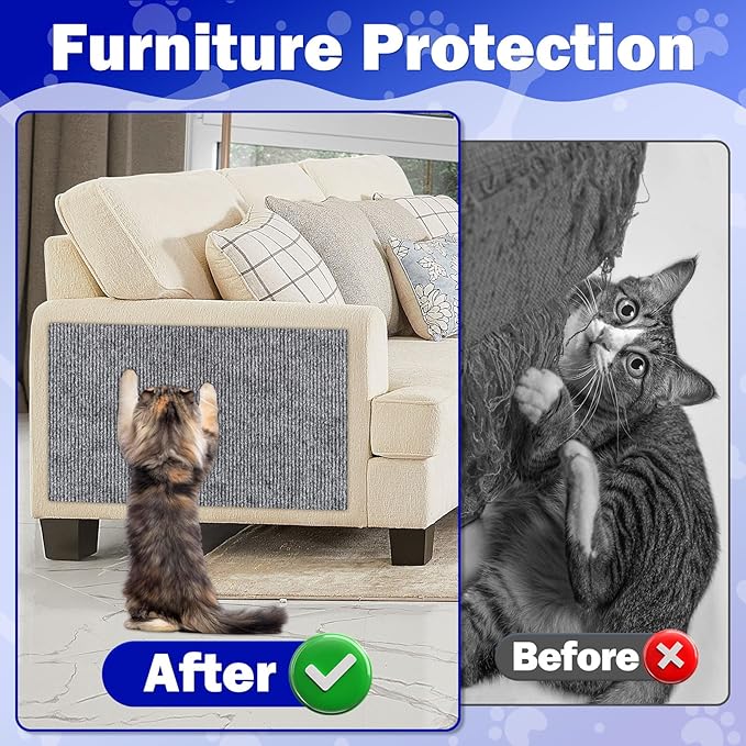 ENONCI Anit Cat Scratch Couch Furniture Protector,196.8x15.8 Cat Wall Corner Scratcher Pads Mat,DIY Climbing Scratching Carpet Post Replacement