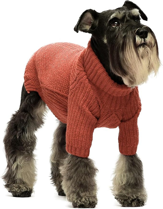 Fitwarm Thermal Knitted Dog Sweater Doggy Winter Coat Pet Clothes Doggie Turtleneck Jacket Puppy Outfits Cat Sweatsuit Red Large