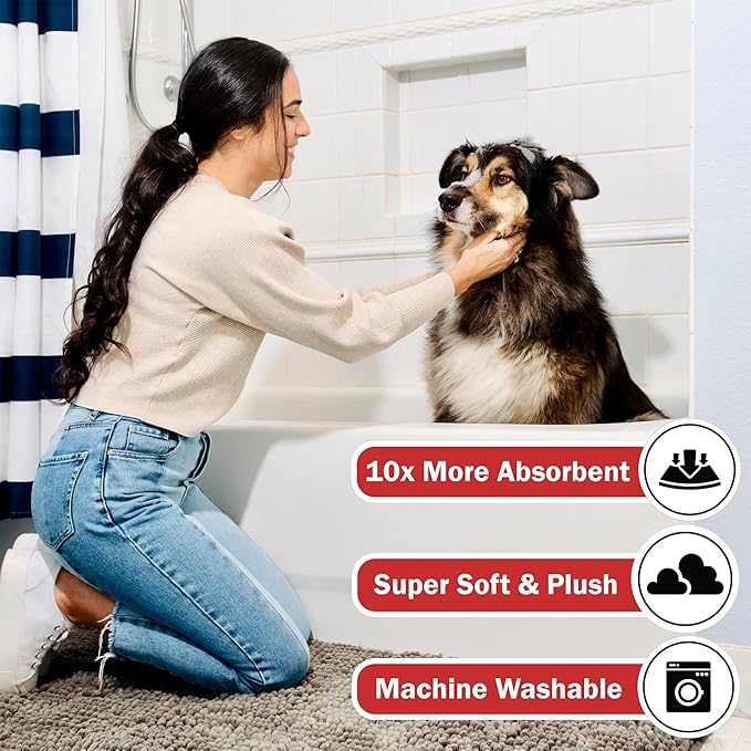 DogBuddy Dog Door Mat for Muddy Paws, Absorbent Microfiber Pet Rug, Waterproof Non-Slip Doormat, Washable Rugs for Dogs, Entryway Indoor Outdoor Mat, Dog Supplies (Runner, Shadow)