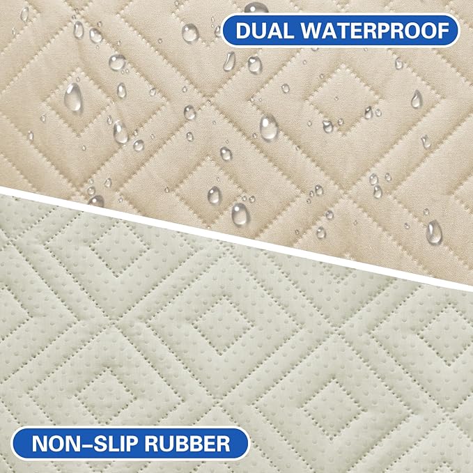 2026 Waterproof Sofa Dog Blanket (30"x53") Comfy Loveseat Couch Mat for Pets with Anti-Slip Back, Universal Incontinence Lightweight Liner Pad for Furniture Car Picnic etc Durable Washable, Beige