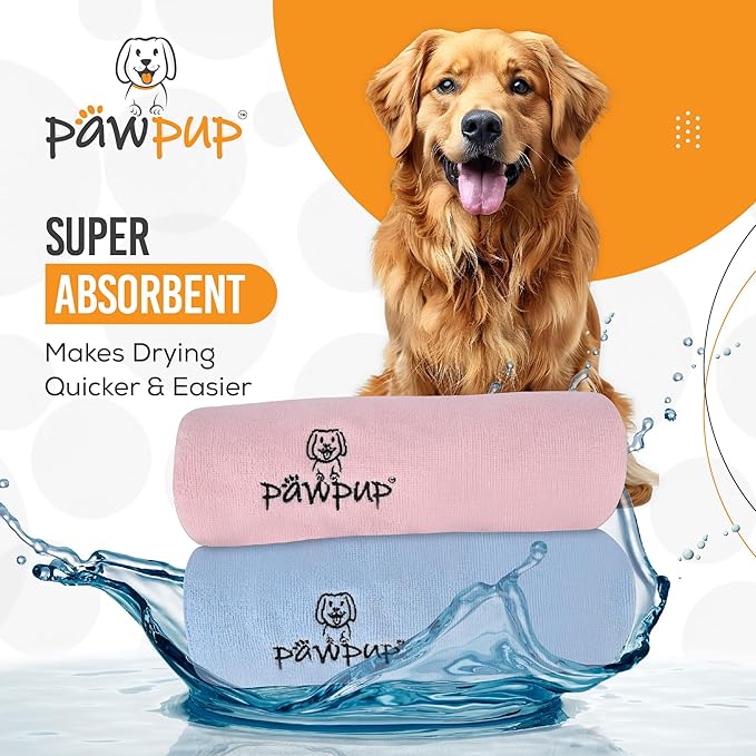 PAWPUP Dog Towels for Drying Dogs Super Absorbent Microfiber Pet Grooming Towel for Dogs, Cats and Other Pets (40 x 24 Inches, Pink and Blue)