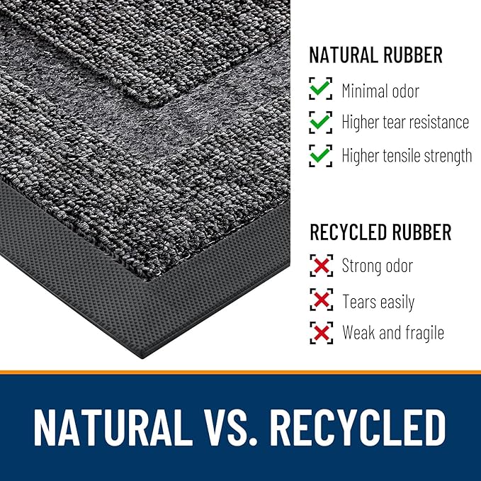OLANLY Front Door Mat Indoor Outdoor Entrance, Waterproof All-Season, All-Weather Doormat, Sturdy Natural Rubber, Low Profile, Easy Clean Patio Porch Entryway Mat, 47x32, Black and White