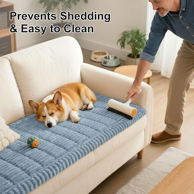 Smiry Couch Cover for Dogs, Non Slip Washable Sofa Protector for Pets, Soft Furniture Cover for Pet, Stylish Sofa Covers, Cozy Protect Against Fur, Dirt & Everyday Messes (Haze Blue, 27.6" x 59")