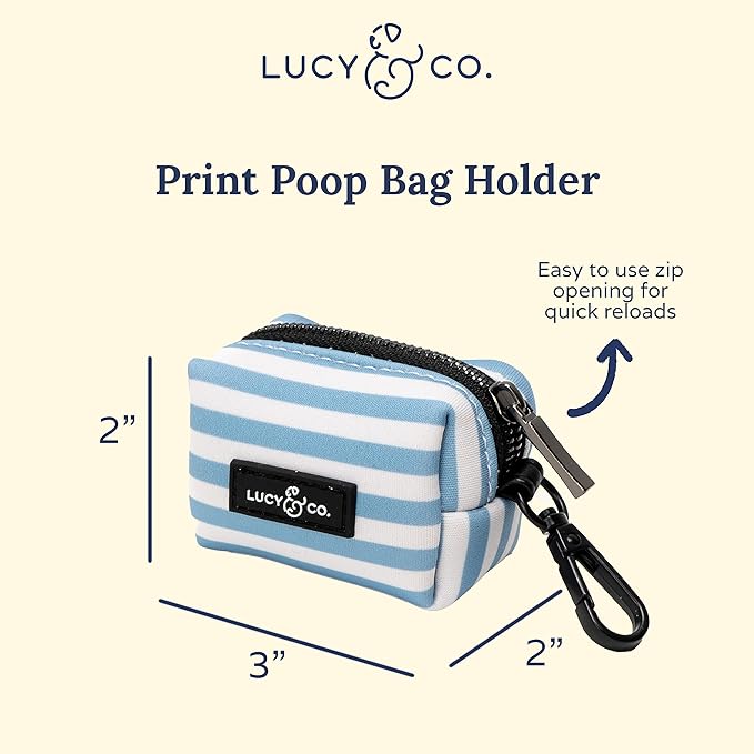 Lucy & Co. Set Sail Poop Bag Holder - Cute Designer Pet Waste Bag Dispenser, One Size, Blue & White Stripes