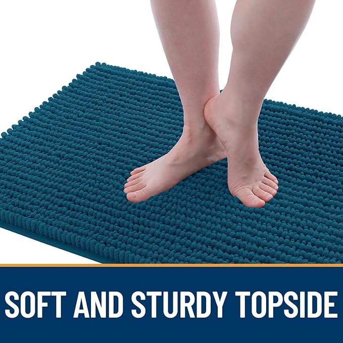 OLANLY Dog Door Mat for Muddy Paws 47x24, Ultra Absorbent Chenille Mud Doormat, Non-Slip Washable and Dirt Trapping Doormat for Indoor Entryway, Quick-Dry Indoor Pet Bed Mats for Dogs, Atlantic Blue