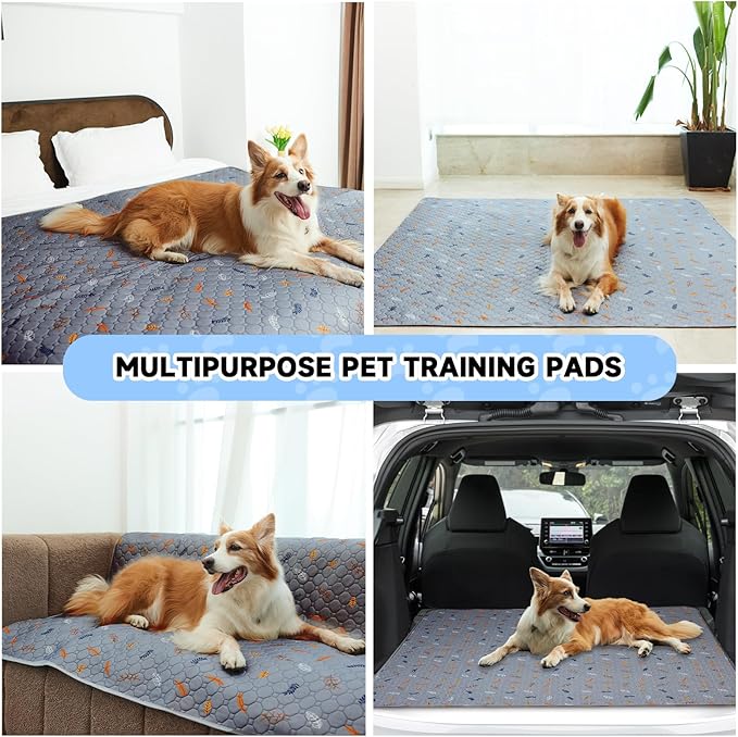 Sunheir Washable Pee Mats for Dogs - Large 48" x 48" 2-Pack Reusable Puppy Pads, Absorb Dog Mats, Whelping Pad, Non-Slip, Protects Urine Leakage (Light Grey, 48x48)