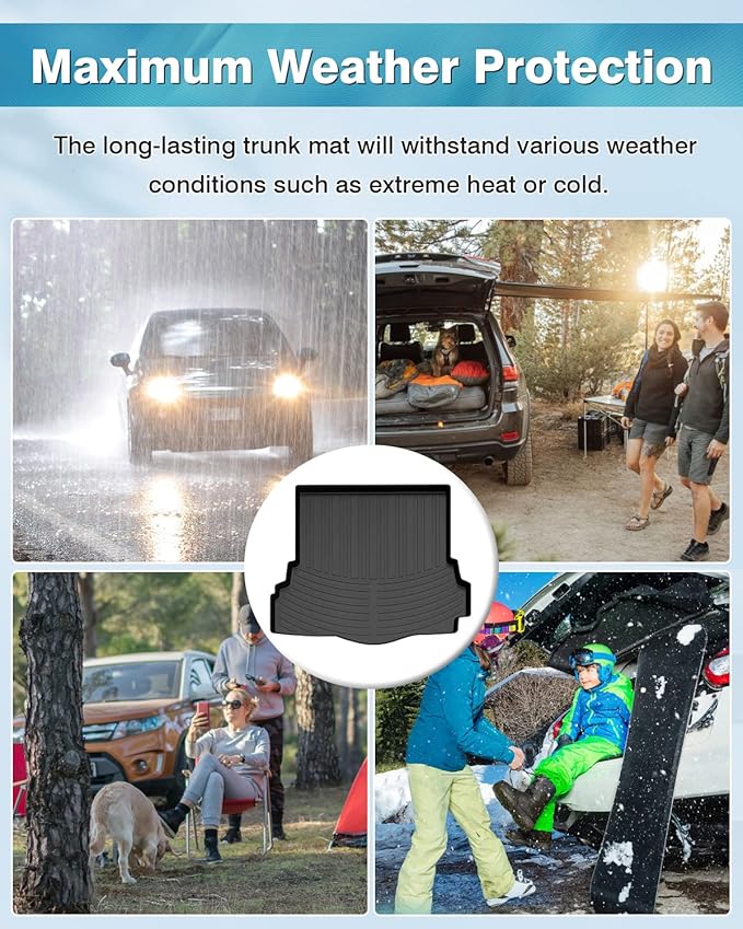 Mixsuper All Weather Cargo Liner - Custom Fit Trunk Mat Compatible with Ford Fusion (2013-2020), Platinum (2017-2018), Sport (2017-2020) Black