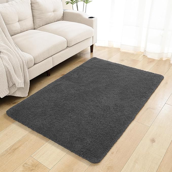 Dark Gray Bathroom Rugs 40"x60" – Oversized Plush Non-Slip Microfiber Bath Mat, Absorbent & Washable – Ideal for Large Bathrooms or Living Rooms