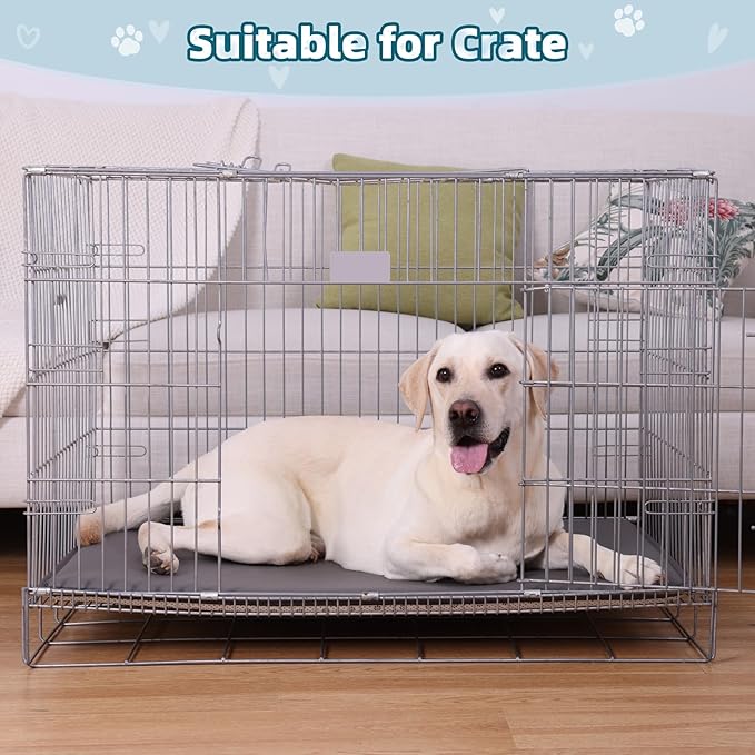 Dog Crate Pad Mat, Waterproof Kennel Cage Mat, Outdoor Cooling Pet Bed for Medium Large Dogs, Pet Bed with High Resilience Foam,Wipe Clean & Easy Rinse, Anti Slip 35 inch Graphite Grey