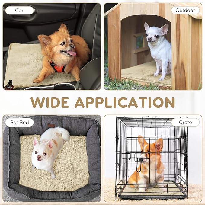 4 Pack Self Warming Cat Pad Self Heating Cat Mat Thick Faux Fur Plush Pet Bed Thermal Washable Dog Mat Anti Slip Bottom for Outdoor Indoor Pets(Camel,16" X 20")